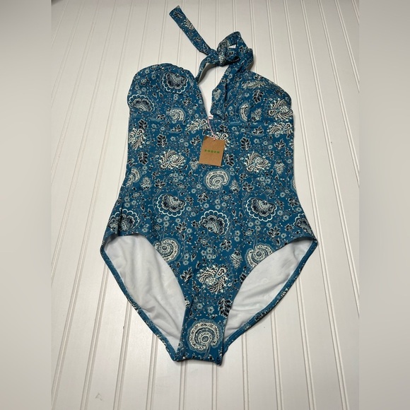 Other - Boden Ithaca Halter Swimsuit Swim One Piece Women Blue US 12L Long Tall NEW. 122
